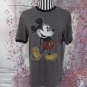 Mickey Mouse Disney Parks Grey Black Graphic T Shirt Size S